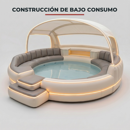 Jacuzzi inflable de lujo con techo y luz ambiental