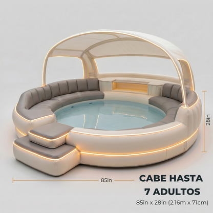 Jacuzzi inflable de lujo con techo y luz ambiental