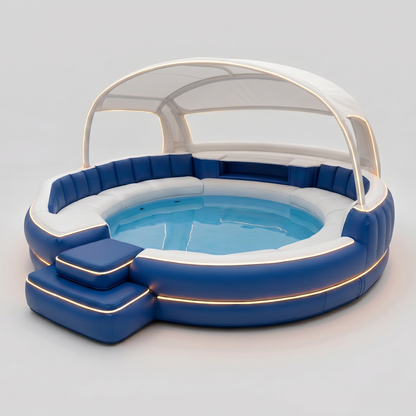 Jacuzzi inflable de lujo con techo y luz ambiental